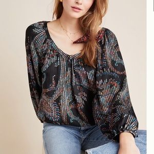 Anthropologie Maeve Burnout Satin Top Size Small